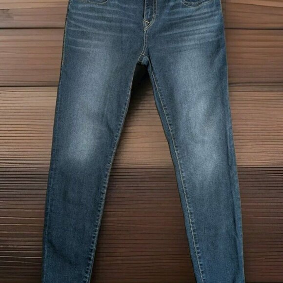 True Religion Jeans 32x28 Womens Blue Halle Mid Rise Super Skinny Dark Stretch - Picture 1 of 14